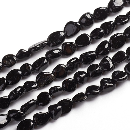 Natural Black Tourmaline Beads Strands G-D0002-B39-1