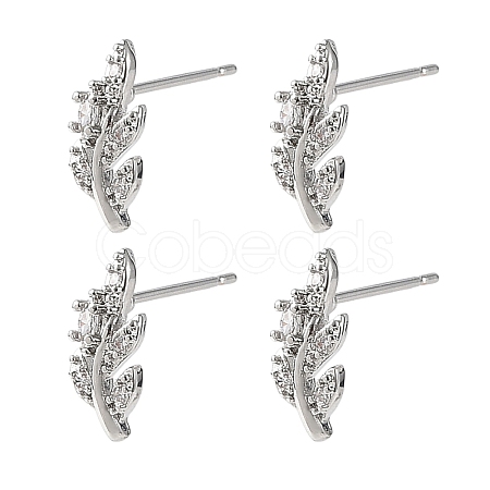 SHEGRACE Brass Micro Pave Cubic Zirconia Stud Earrings XGRQ4N374-719P-1