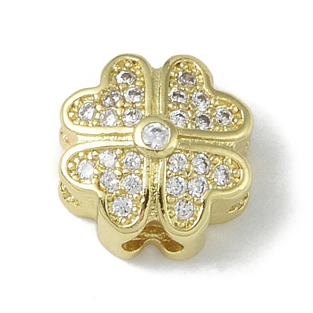 Rack Plating Brass Micro Pave Clear Cubic Zirconia Beads KK-A220-10G-1