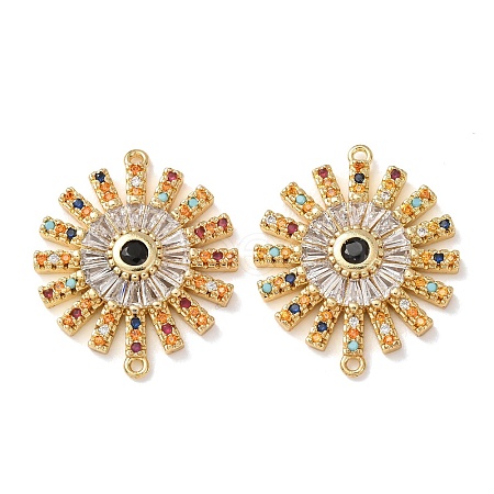 Brass Micro Pave Colorful Cubic Zirconia Connector Charms CU-CBA4579-05G-A-1