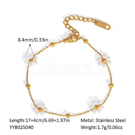 Stainless Steel Woven Flower Link Chain Bracelets for Women AC0915-3-1