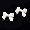 Spray Painted CCB Plastic Bowknot Stud Earring Findings, White, 24x33mm, Hole: 1.2mm, Pin: 0.7mm