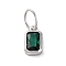 925 Sterling Silver Cubic Zirconia Charms, Colours, Rectangle, Dark Green, 8x5x2mm, Hole: 5x3mm