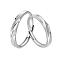 Rhodium Plated 925 Sterling Silver Wave Adjustable Couple Rings, Clear Cubic Zirconia Rings for Lovers, Platinum, US Size 10 1/4(19.9mm), US Size 7 3/4(17.9mm)