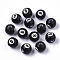 Pandahall 100Pcs Spray Painted Acrylic Beads, Large Hole Beads, Eight Ball Beads, Billiards, Black, 12mm, Hole: 4mm