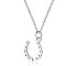 Non-Tarnish 201 Stainless Steel Pendants Necklaces, with Cable Chains, Horseshoe, Stainless Steel Color, 16.3 inch(40cm), 1mm