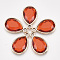 UV Plating Acrylic Pendants, with Acrylic Rhinestone, Faceted, Teardrop, Light Gold, Orange Red, 25x16x4.5mm, Hole: 2mm