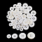 Nbeads 44Pcs 4 Style Natural Freshwater Shell Buttons, 4-Hole, Flat Round, Snow, 11.4~20x2~2.5mm, Hole: 1.6~2mm