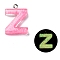 Luminous Resin Pendants, Glow in the Dark, with Platinum Plated Loop, Letter, Letter Z, 24x17.5x5.5mm, Hole: 1.8mm