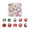 Kissitty 20Pcs 10 Style Transparent Glass Enamel Beads, Hand Drawn Beads, Round, Ladybird & Heart & Rainbow & Flower & Butterfly & Straberry & Apple Pattern, Mixed Color, 12.5~14.5x12x11~11.5mm, Hole: 1.6~1.8mm, 2Pcs/style