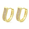 Brass Clear Cubic Zirconia Hoop Earrings EJEW-M047-16G-4