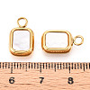 304 Stainless Steel Pave Natural Shell Rectangle Charms STAS-N112-09G-3