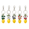 5Pcs Opaque Resin & Spray Painted Crackle Glass Keychains KEYC-JKC01343-2