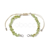 Natural Peridot Chip Nylon Braided Beaded Bracelet Making AJEW-JB01296-02-1
