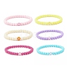 6Pcs 6 Color Flat Round with Heart Acrylic Beaded Stretch Bracelets Set for Women BJEW-JB08062-1