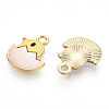 Printed Light Gold Tone Alloy Pendants ENAM-N056-204D-1