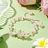 Flower Glass & Acrylic Braided Bead Adjustable Bracelets for Women BJEW-JB10446-05-2