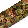 Natural Unakite Beads Strands G-T139-8x8-08A-4
