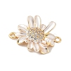 Flower Brass Micro Pave Clear Cubic Zirconia Connector Charms X-KK-M326-06-G02-2