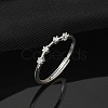 Constellations Rhodium Plated 925 Sterling Silver Micro Pave Clear Cubic Zirconia Adjustable Rings for Women RJEW-P130-01P-C-1