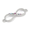 Brass Micro Pave Colorful Cubic Zirconia Infinity Connector Charms KK-Q028-65P-2