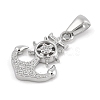 304 Stainless Steel Micro Pave Cubic Zirconia Pendants STAS-D112-03P-06-2