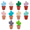 10 Sets 10 Colors Cactus & Potted Plants Food Grade Eco-Friendly Silicone Focal Beads SIL-DC0001-22-1