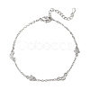 Brass Micro Pave Clear Cubic Zirconia Moon Star Link Chain Bracelets KK-CBA6980-28P-4