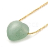 Natural Green Aventurine Heart Pendant Necklace with Golden Alloy Cable Chains NJEW-G116-01C-1