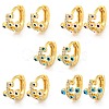 Evil Eye Golden Brass Hoop Earrings EJEW-L269-075G-1