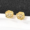 Rose 925 Sterling Silver Micro Pave Clear Cubic Zirconia Stud Earrings EJEW-S271-01G-1