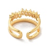 Brass with Cubic Zirconia Open Cuff Rings RJEW-B053-03-3