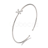 Rack Plating Brass Micro Pave Clear Cubic Zirconia Letter Open Cuff Bangles BJEW-A018-01P-K-1