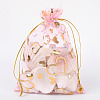 PandaHall Elite 100Pcs Gold Stamping Heart Organza Gift Bags OP-PH0001-37B-1