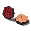 Valentine's Day Theme Printing Wood Stud Earrings for Women EJEW-B029-02-2