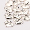 Wedding Theme Antique Silver Tone Tibetan Style Alloy Heart with Chief Bridesmaid Rhinestone Charms TIBEP-N005-21D-2