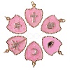 6Pcs 6 Styles Real 18K Gold Plated Brass Micro Pave Clear Cubic Zirconia Enamel Pendants ZIRC-SZ0001-36A-1
