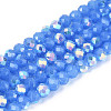 AB Color Plated Opaque Glass Rondelle Beads Strands EGLA-T029-4mm-09J-1