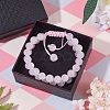 Natural  Rose Quartz Braided Bead Bracelet BJEW-SW00001-08-7