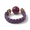 Glass Round Ball Braided Bead Style Finger Ring RJEW-JR00600-02-4