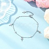 3Pcs 3 Styles 304 Stainless Steel Cross Link Chain Anklets AJEW-AN00739-3