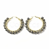 Natural Larvikite Beaded Hoop Earrings for Women EJEW-C003-03M-RS-1