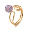Natural Amethyst Cuff Open Rings RJEW-JR01071-02-3
