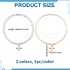 2Pcs 2 Colors Alloy Textured Cross Pendant Paperclip Chain Necklaces NJEW-ME0001-14-2