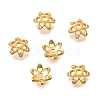 Brass Micro Pave Clear Cubic Zirconia Bead Caps KK-G600-21G-1