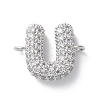 Brass Micro Pave Cubic Zirconia Letter Links KK-I717-04U-P-1