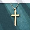 Cross 304 Stainless Steel Pendant Necklaces NJEW-H059-09G-3