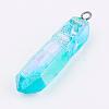 Electroplated Natural Quartz Pendants G-P315-B01-2
