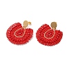Bohemian Style Fan Glass Seed Beaded Dangle Stud Earrings for Women LS3119-2-1