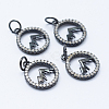 Brass Micro Pave Cubic Zirconia Pendants KK-P133-12B-NR-1